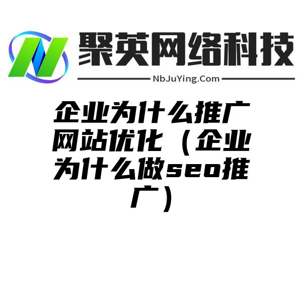 企业为什么推广网站优化（企业为什么做seo推广）